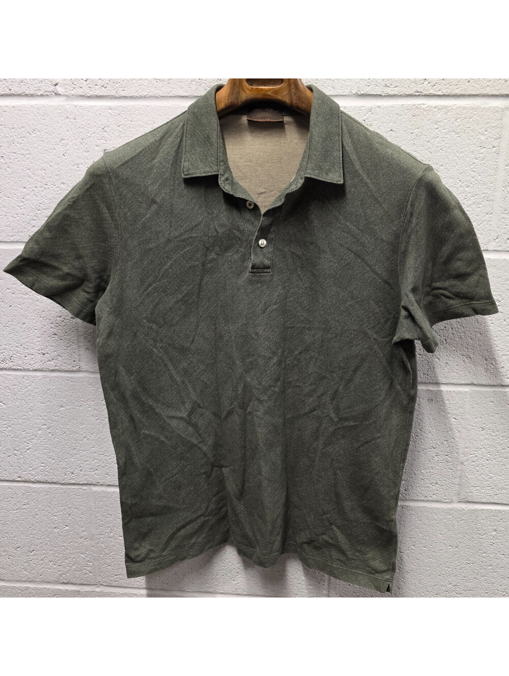 Altea Green Cotton Garment Dyed Polo Shirt Size S Small 20x28